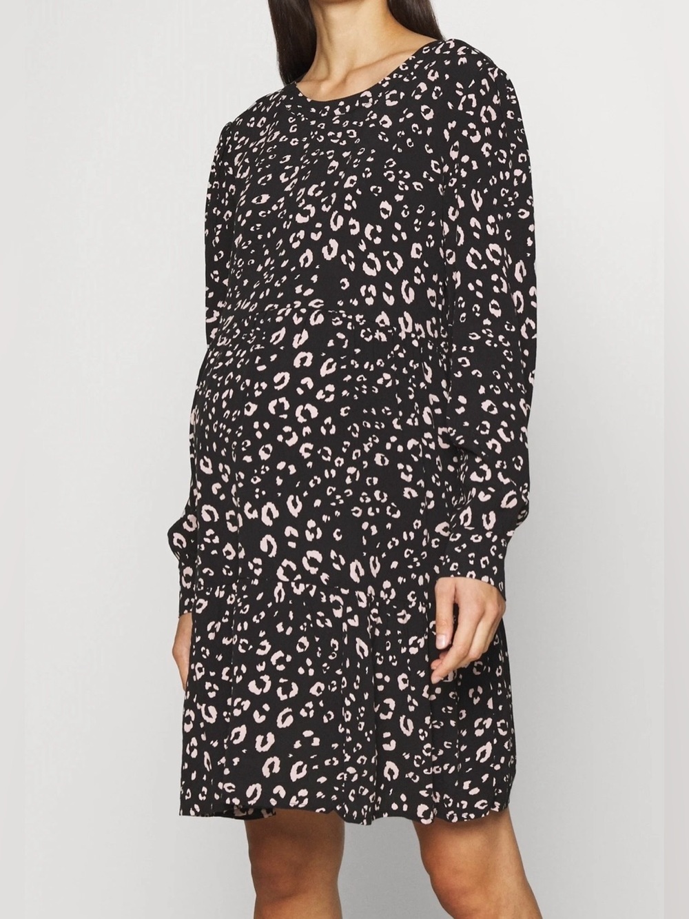 Seraphine, Maternity Leopard Print Dress Black Pink, Size US 14